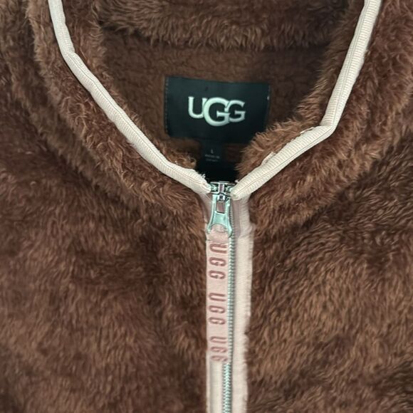 NWT- UGG-Marlene Sherpa Jacket II- pink and brown- Size Large - Picture 6 of 13
